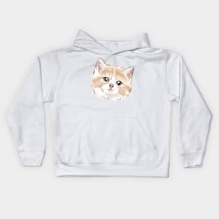 Cream Design Cat Head Kids Hoodie